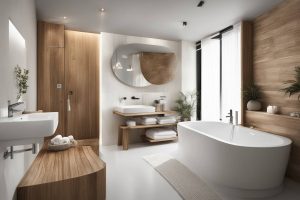 Déco salle de bain bois et blanc