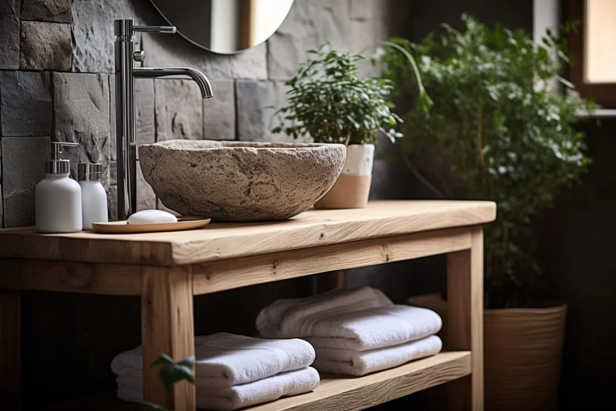 Salle de bain bois et pierre : créez votre oasis zen 🌿
