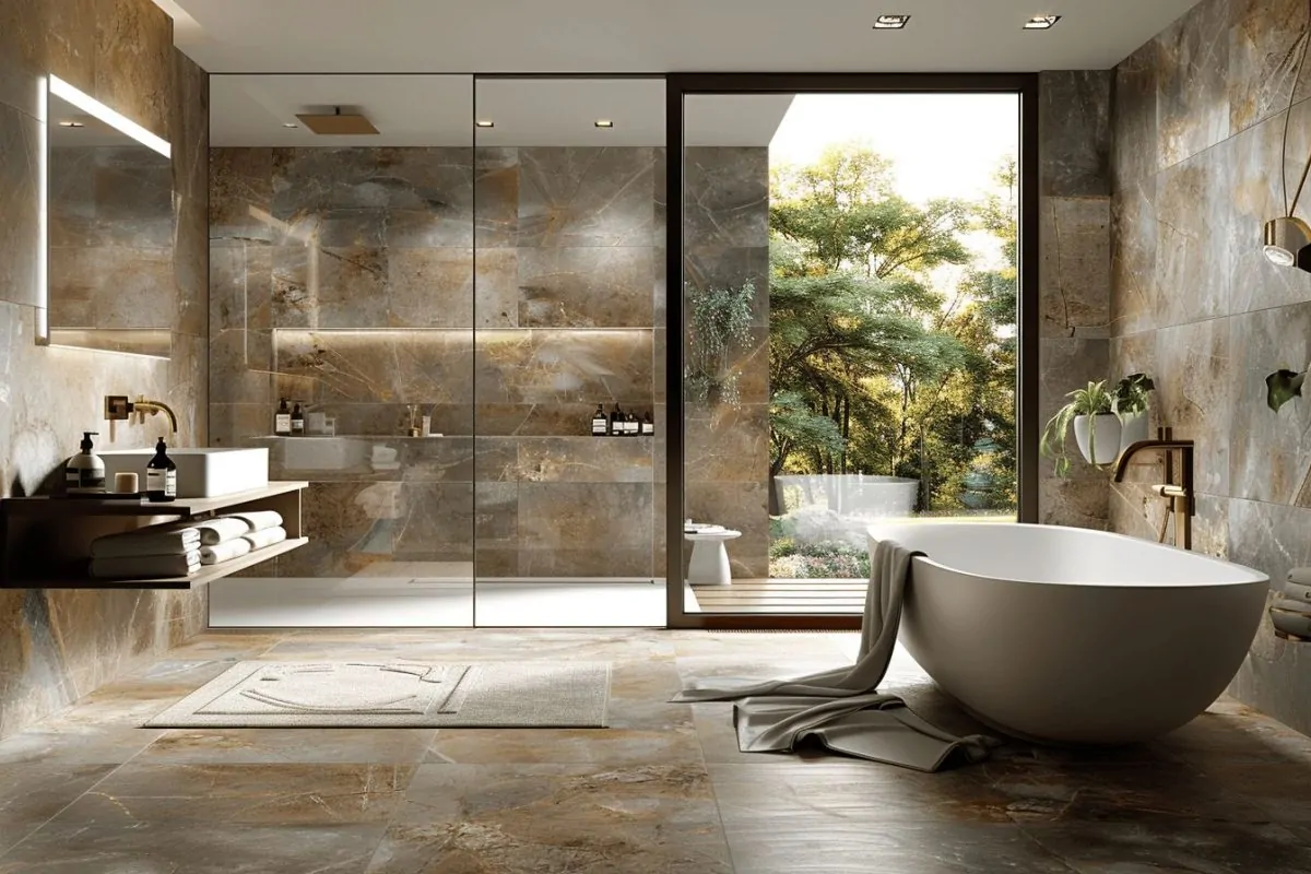 Carrelage effet pierre : l&rsquo;élégance naturelle pour votre salle de bain